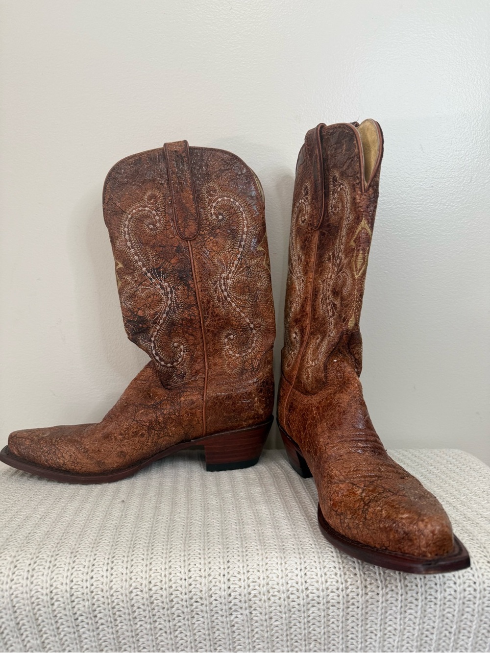 Ferrini Brown Leather Western Cowboy Boots  Classic Rustic Style size
7